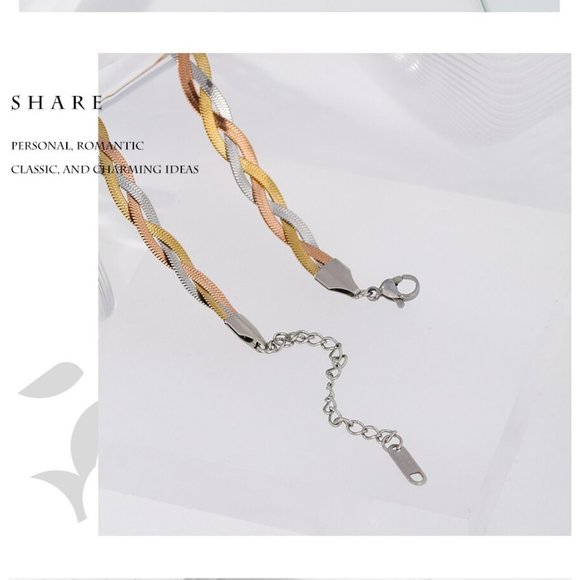 Snake Chain Necklace Stainless Steel Charm Geometric Collar NECKLACE - Picture 4 of 4